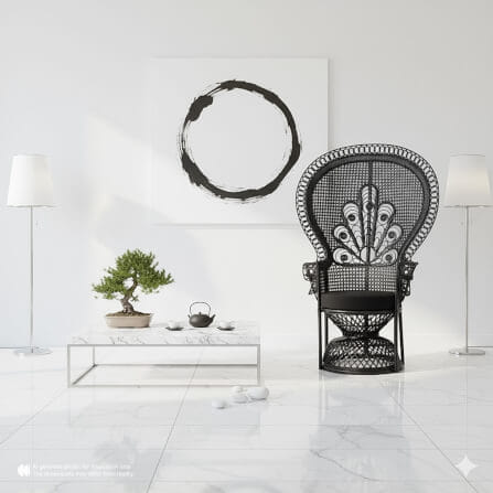 เก้าอี้หวายแท้ PISAMAI รุ่น PRINCESS CHAIR เก้าอี้นางงาม ขนาด 75*55*150 ซม. สีดำ_5